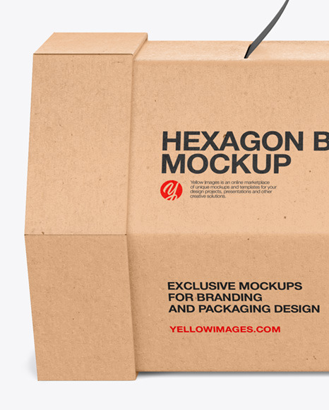 Hexagon Kraft Box Mockup - Front View (High Angle)