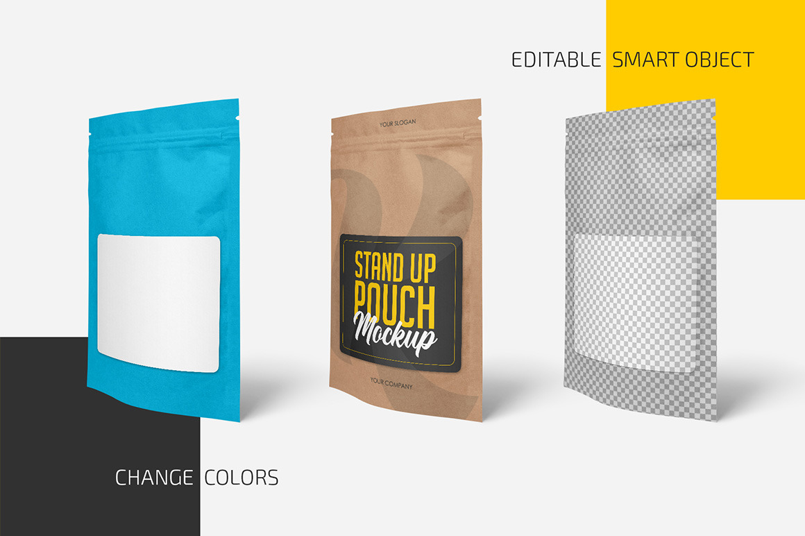 Kraft Stand-Up Pouch with Zipper Mockup Set