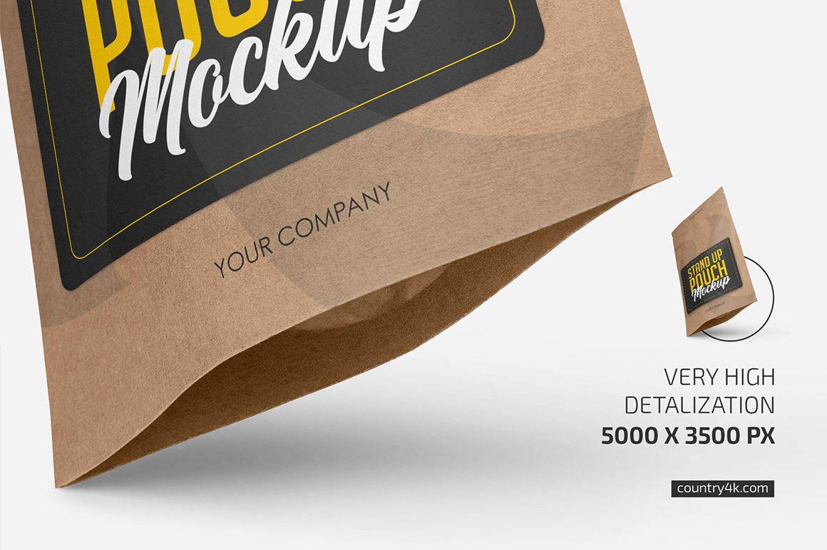 Kraft Stand-Up Pouch with Zipper Mockup Set