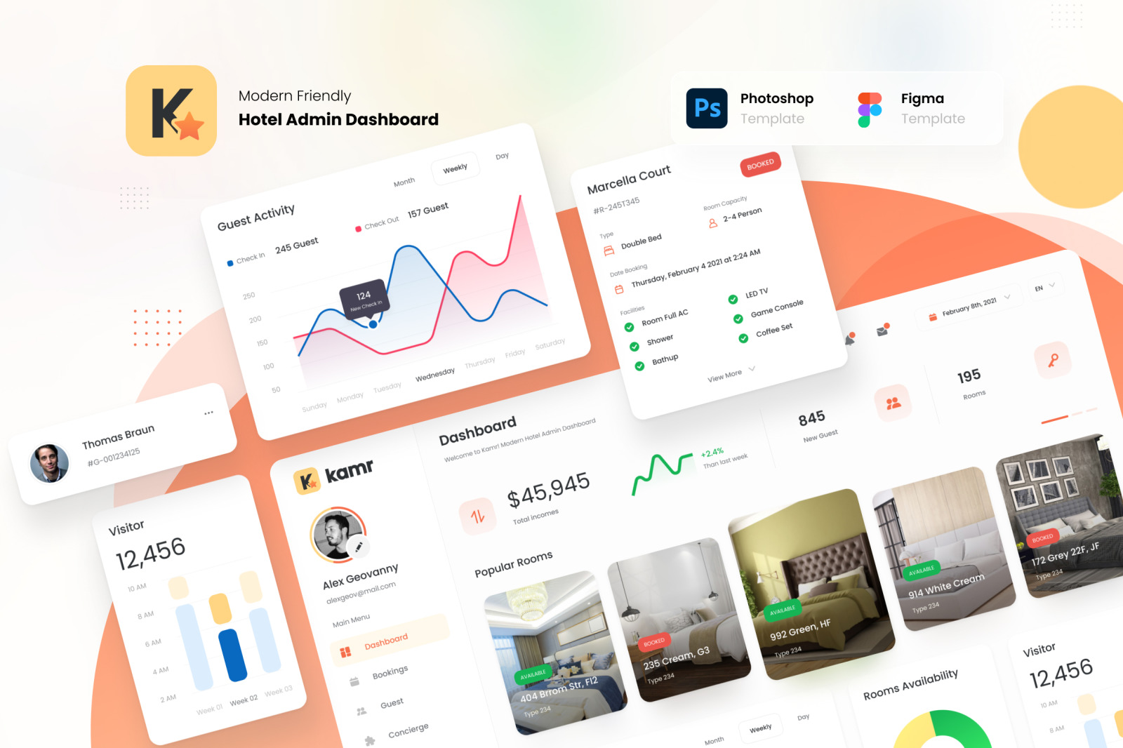 Kmar - Modern Hotel Admin Dashboard UI Template