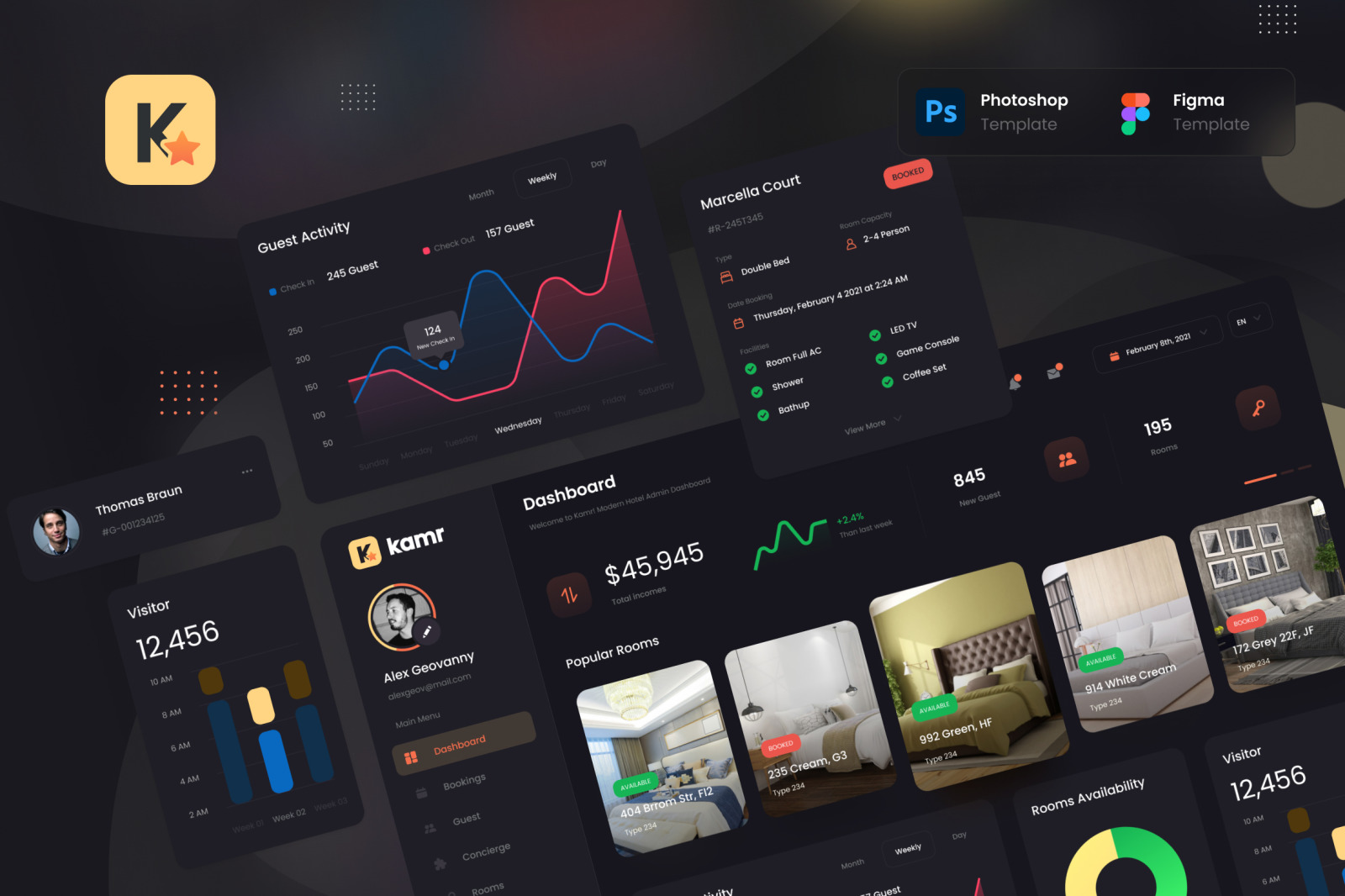 Kmar - Modern Hotel Admin Dashboard UI Template