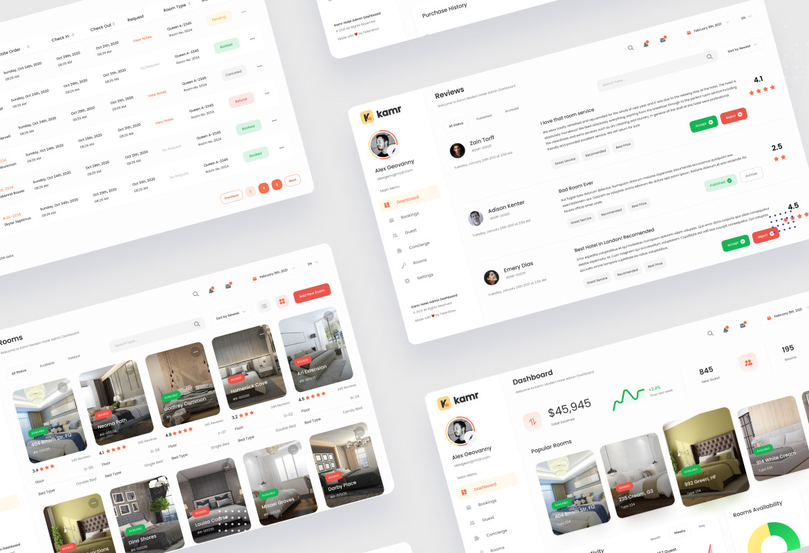 Kmar - Modern Hotel Admin Dashboard UI Template