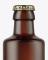 Frosted Amber Glass Bottle Mockup