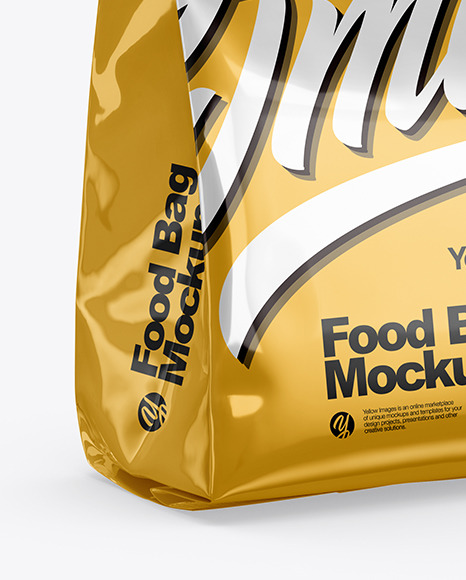 Glossy Metallic Food Bag Mockup