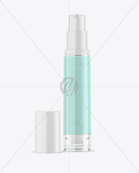 Opened Clear Cosmetic Bottle with Pump Mockup