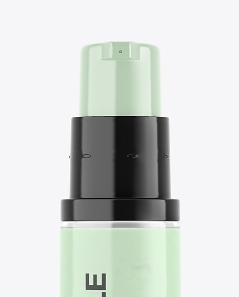 Opened Clear Cosmetic Bottle with Pump Mockup