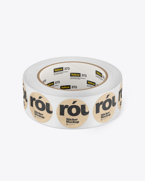 Roll w/Round Stickers Mockup