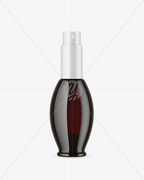 Dark Amber Glass Cosmetic Bottle Mockup