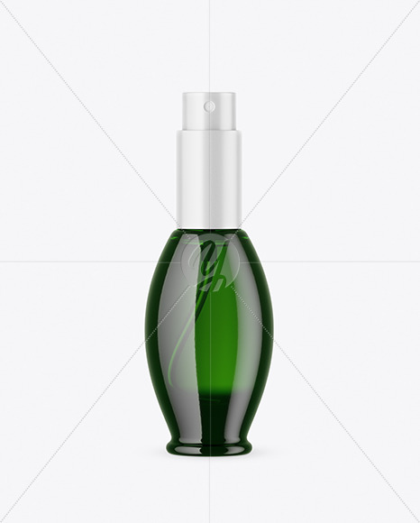 Green Glass Cosmetic Bottle Mockup