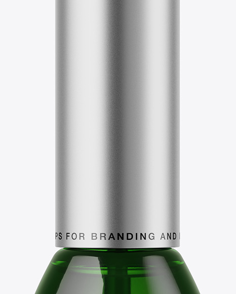 Green Glass Cosmetic Bottle Mockup