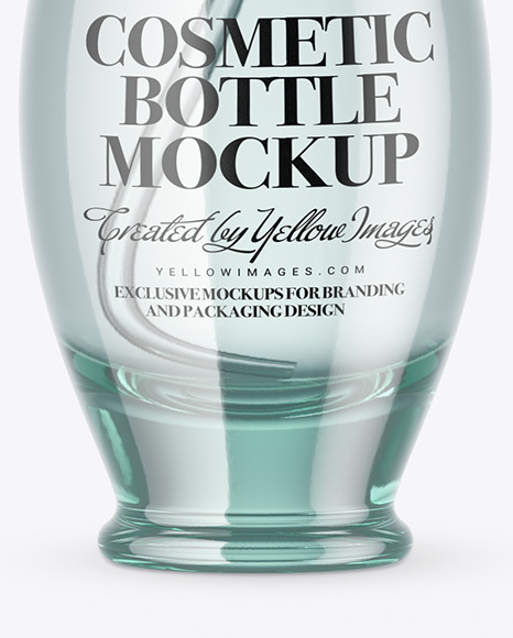 Blue Glass Cosmetic Bottle Mockup