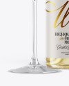 Clear White Wine Bottle With Glass Mockup