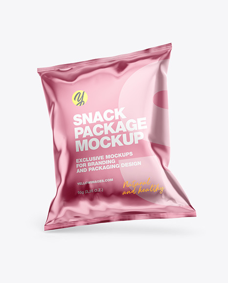 Glossy Metallic Snack Package Mockup