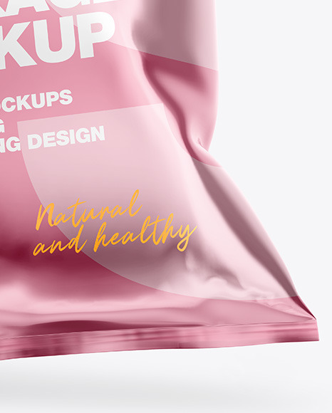 Glossy Metallic Snack Package Mockup