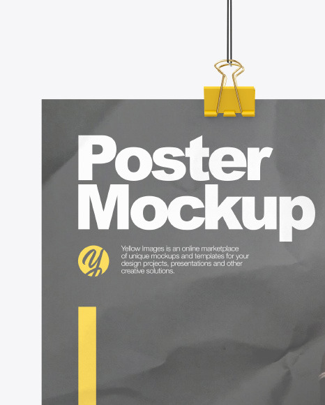 Crumpled A3 Poster with Clip Mockup