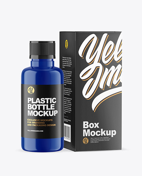 Glossy Bottle with Box Mockup