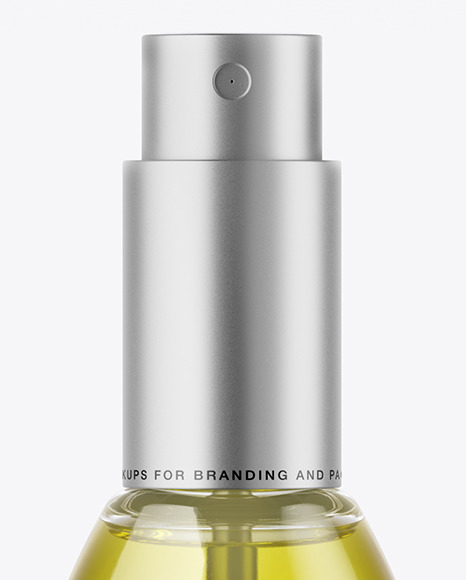 Clear Glass Cosmetic Bottle with Oil Mockup