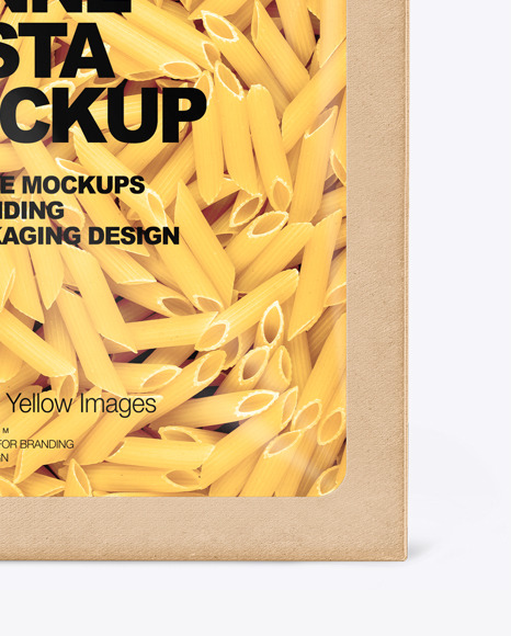 Kraft Box with Penne Pasta Mockup