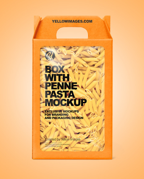 Kraft Box with Penne Pasta Mockup