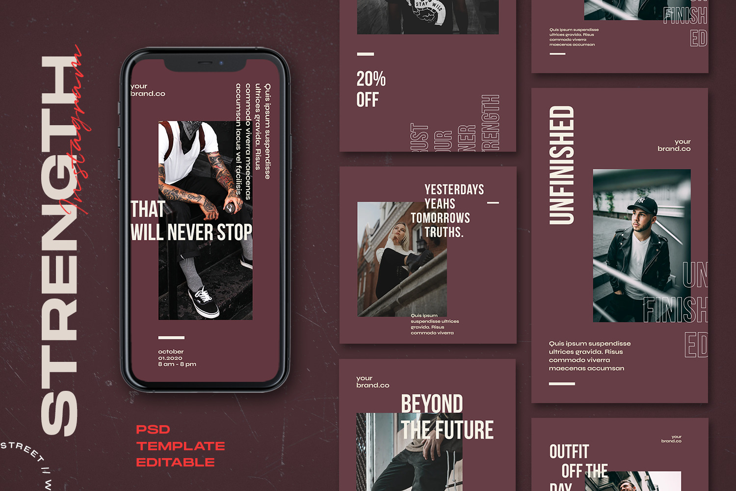 Strength - Instagram Stories & Post Template Strength - Instagram Stories & Post Template