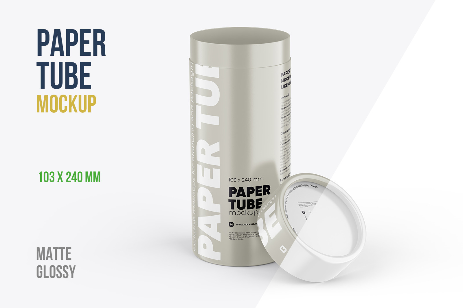 Opened Paper Tube Mockup 103x240mm