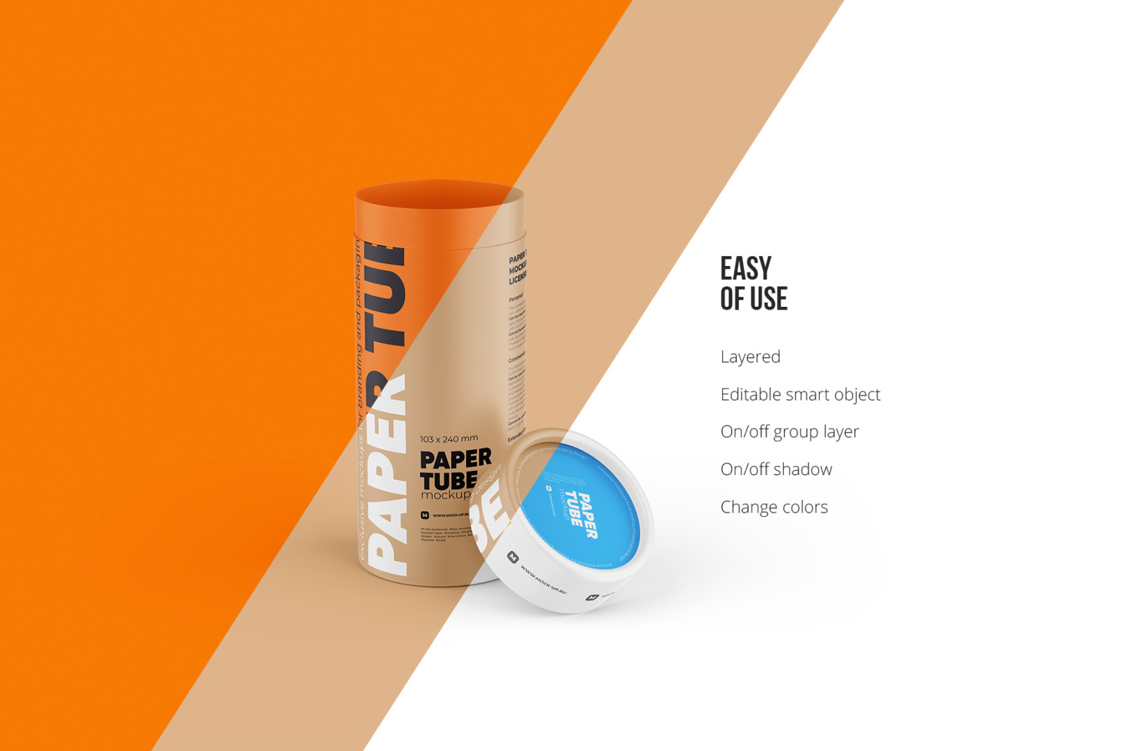 Opened Paper Tube Mockup 103x240mm