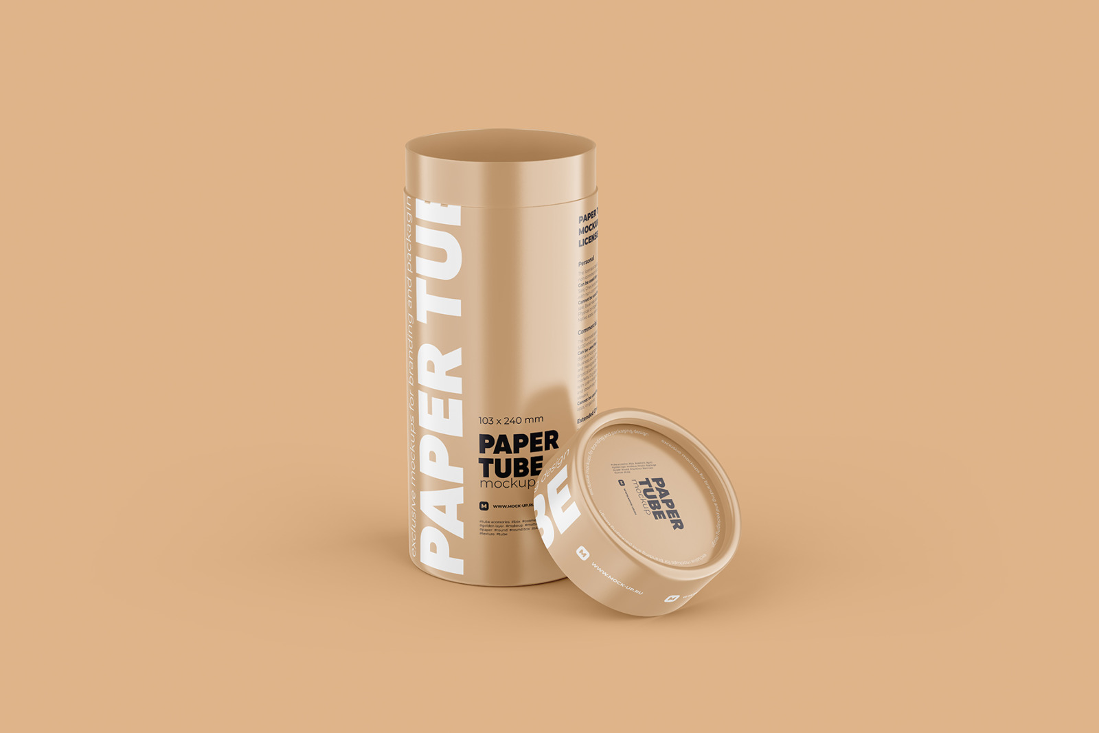 Opened Paper Tube Mockup 103x240mm Opened Paper Tube Mockup 103x240mm