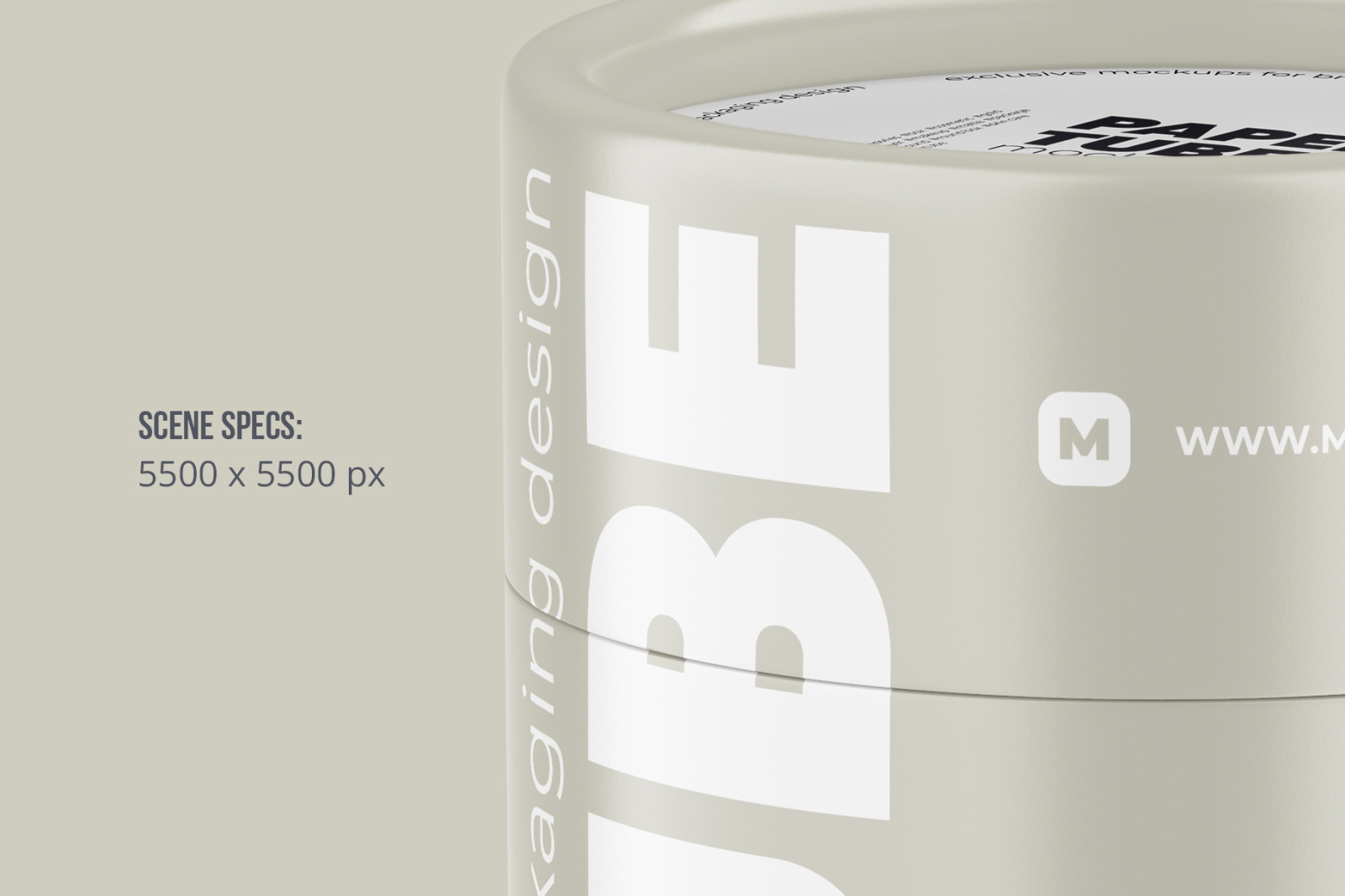 Closed Paper Tube Mockup 103x240mm Closed Paper Tube Mockup 103x240mm