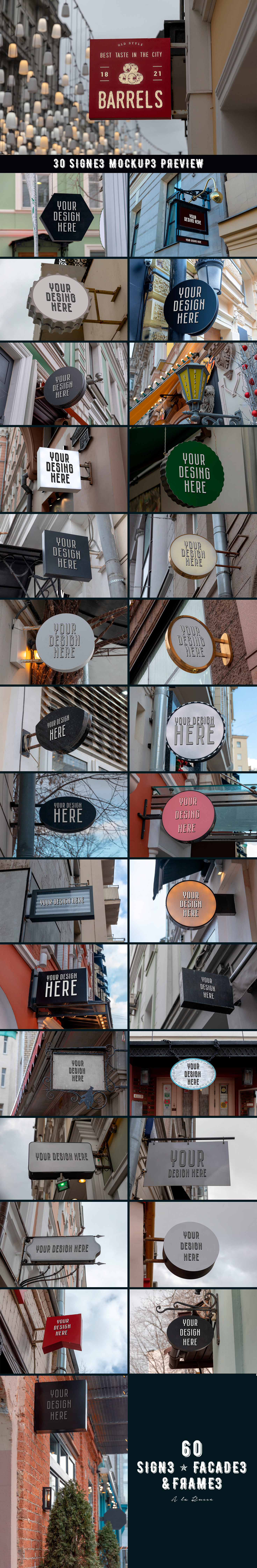 60 Signs, Facades and Frames mockups