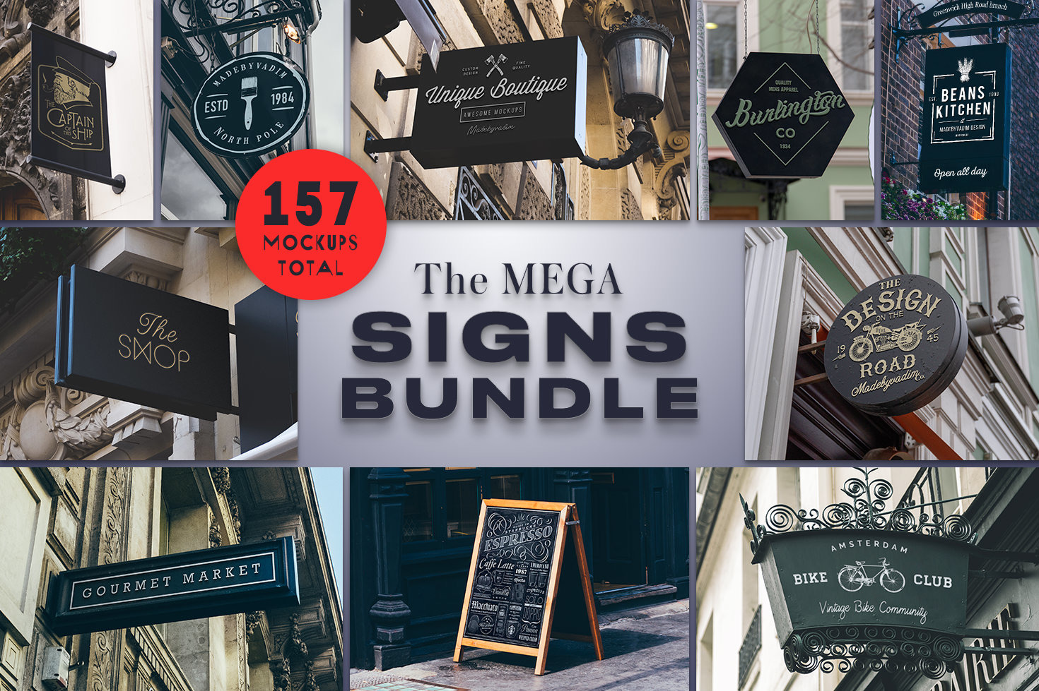 The Mega Signs Bundle - 157 signs mockups