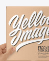 Hands with Mini Kraft PIzza Box Mockup