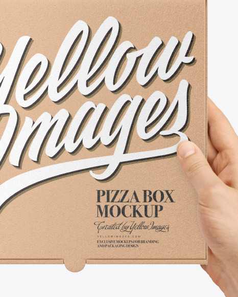 Hands with Mini Kraft PIzza Box Mockup