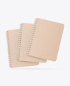 Three Kraft Spring Notebooks Mockup