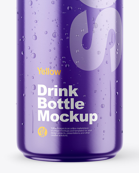 Metallic Drink Bottle w/ Drops Mockup