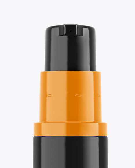 Opened Glossy Cosmetic Bottle with Pump Mockup