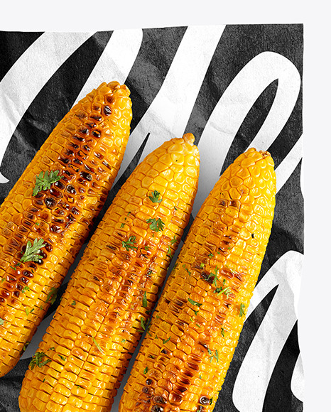 Wrapper With Grilled Corn Cobs Mockup