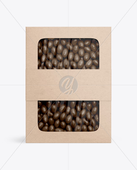 Kraft Paper Box with Chocolate Dragee Mockup