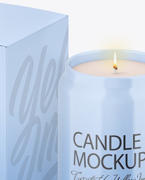 Paper Box W/ Glossy Candle Mockup