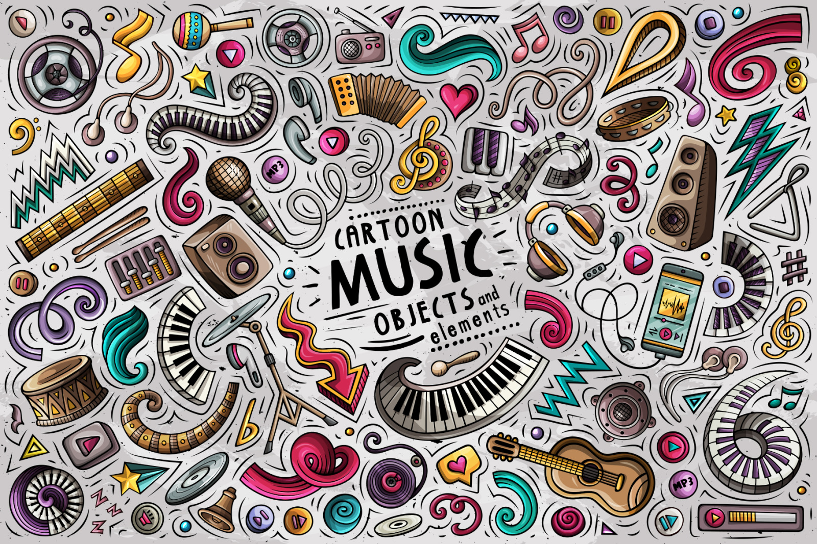 Music Cartoon Objects Set Music Cartoon Objects Set