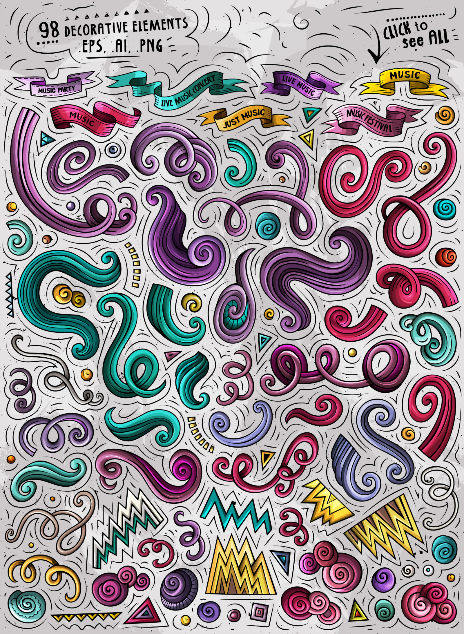 Music Cartoon Objects Set Music Cartoon Objects Set