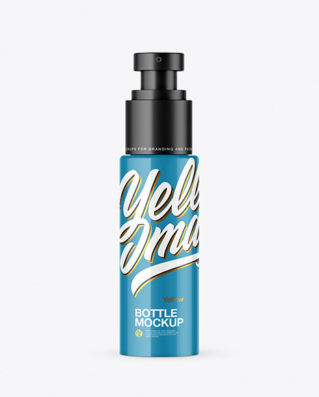 Glossy Cosmetic Bottle with Pump Mockup