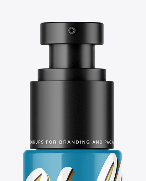 Glossy Cosmetic Bottle with Pump Mockup