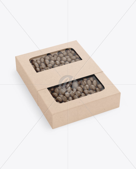 Kraft Paper Box with Chocolate Dragee Mockup