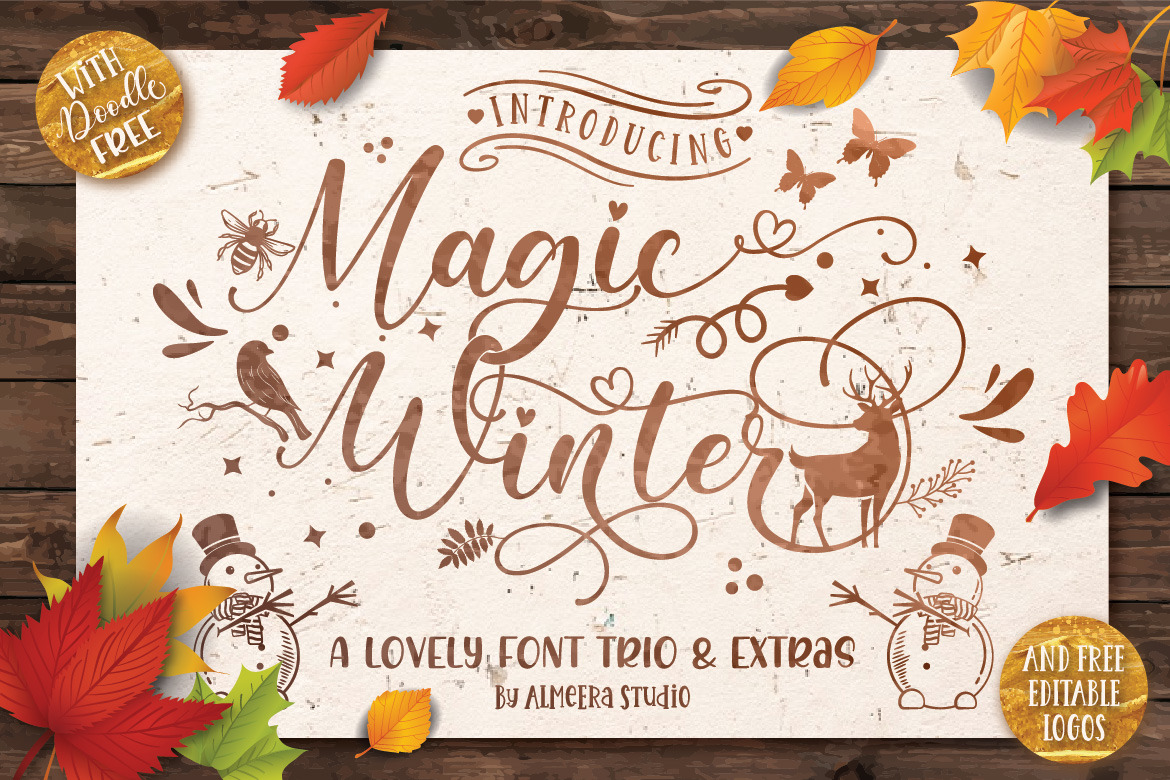Magic Winter Font Trio & Extras Magic Winter Font Trio & Extras