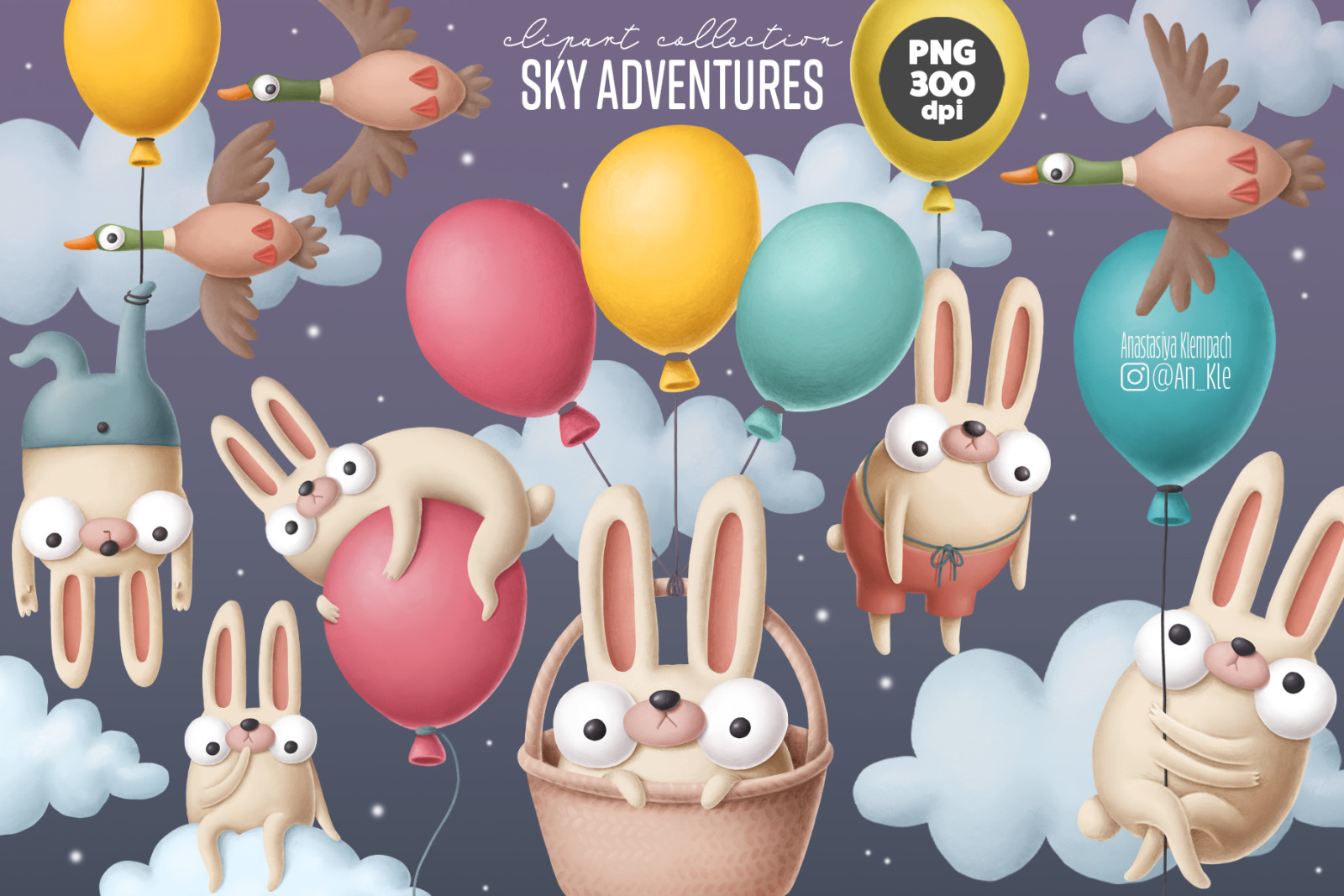 Bunnies and balloons Bunnies and balloons