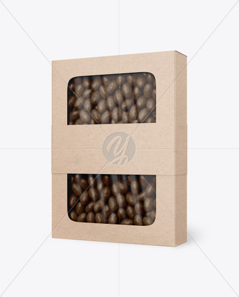 Kraft Paper Box with Chocolate Dragee Mockup