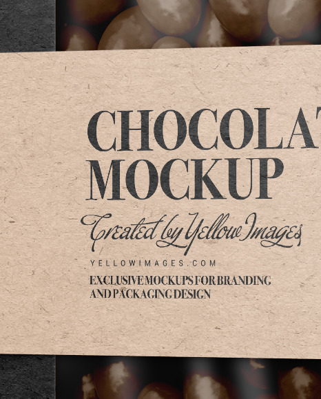 Kraft Paper Box with Chocolate Dragee Mockup