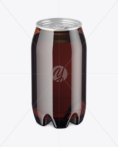 Amber PET Can with Drink Mockup