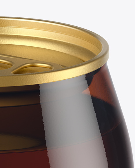 Amber PET Can with Drink Mockup