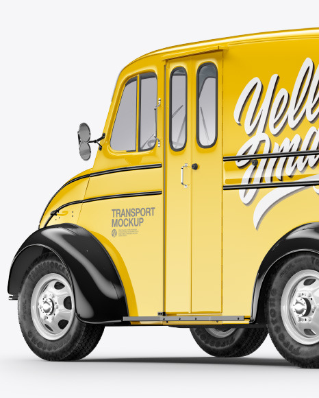 Delivery Truck Mockup - Half Side View (Back)